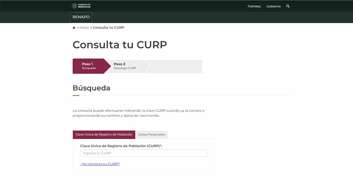 Curp México, Renapo