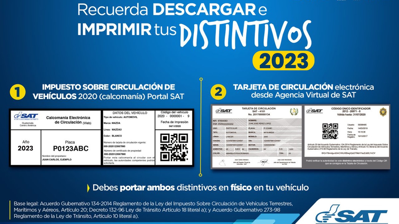Imprimir calcomanía de circulación en Guatemala, Portal SAT
